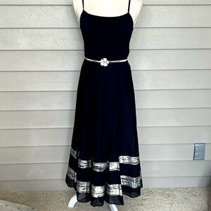 Calvin Klein maxi skirt with metallic silver stripes size 8